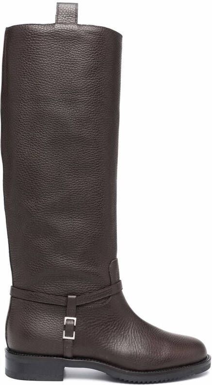 Sergio Rossi knee-length grained leather boots Brown