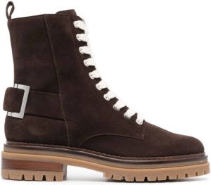 Sergio Rossi lace-up suede ankle boots Brown