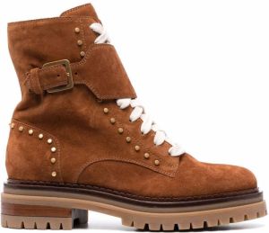 Sergio Rossi lace-up suede boots Brown