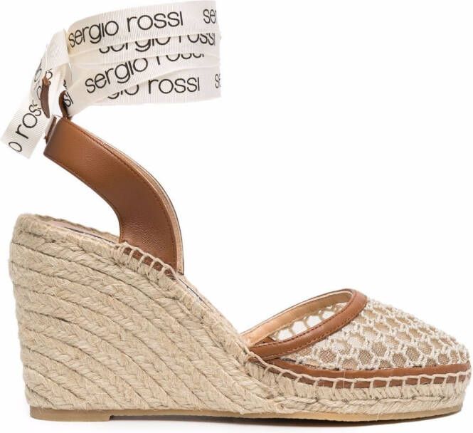Sergio Rossi lace-up wedge sandals Neutrals
