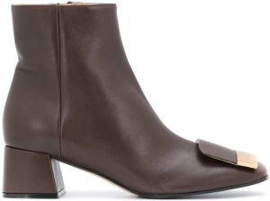 Sergio Rossi logo-plaque ankle boots Brown