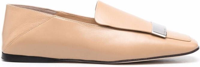 Sergio Rossi logo-plaque embellished loafers Neutrals
