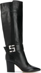 Sergio Rossi logo-plaque knee boots Black