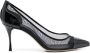 Sergio Rossi mesh-detail pointed leather pumps Black - Thumbnail 1