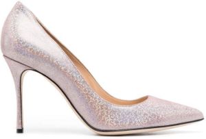 Sergio Rossi metallic-effect point-toe pumps Pink
