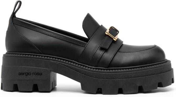 Sergio Rossi Nora buckled leather loafers Black