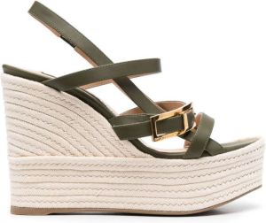Sergio Rossi Nora leather wedge sandals Green