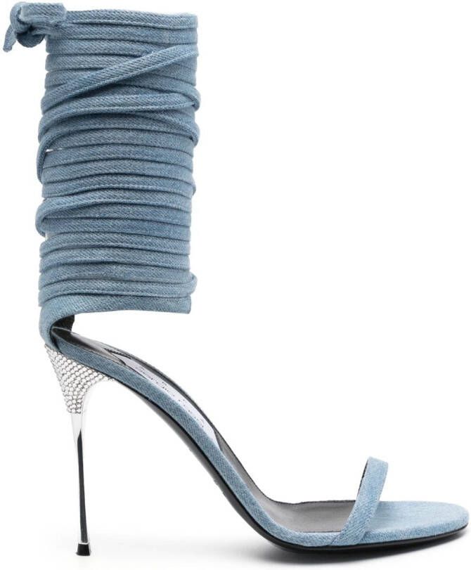 Sergio Rossi Shibari 105mm denim sandals Blue