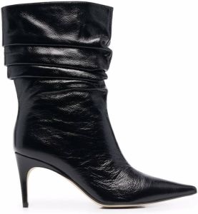 Sergio Rossi slouchy stiletto leather boots Black