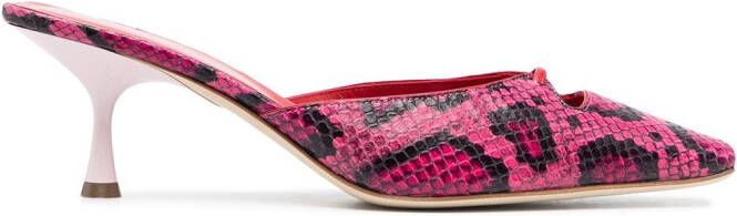 Sergio Rossi snakeskin-effect square toe mules Pink