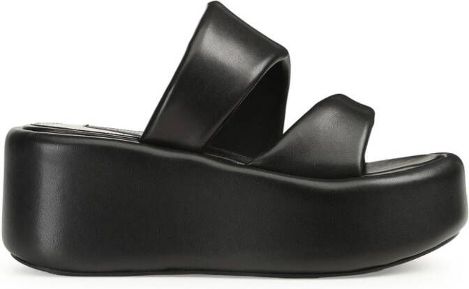 Sergio Rossi Spongy leather wedge sandals Black