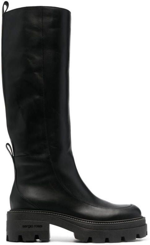 Sergio Rossi square-toe leather boots Black