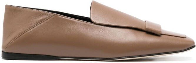 Sergio Rossi square-toe leather loafers Brown