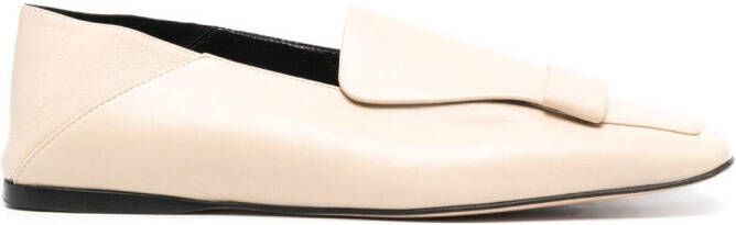 Sergio Rossi square-toe leather loafers Neutrals