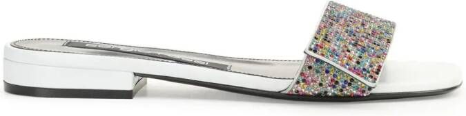 Sergio Rossi sr Paris rhinestone-embellished leather sandals White