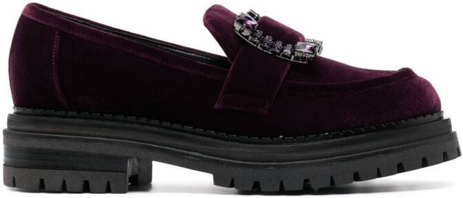 Sergio Rossi Prince crystal-buckle loafers Purple