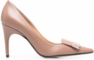 Sergio Rossi SR1 90mm logo-plaque pumps Neutrals
