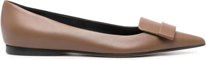Sergio Rossi SR1 pointed-toe leather ballerina shoes Brown