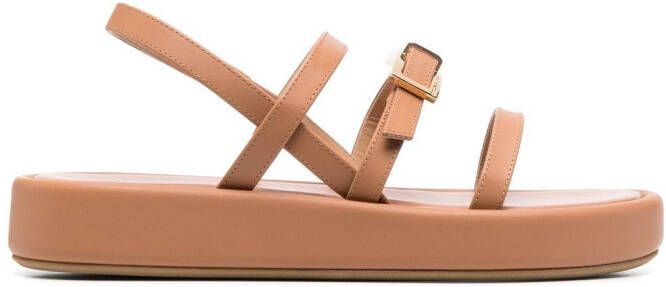 Sergio Rossi strap design leather sandals Brown