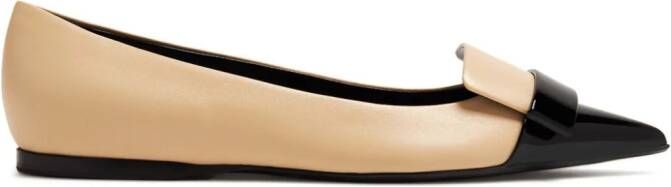 Sergio Rossi two-tone leather ballerina shoes Neutrals