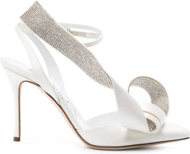 Sergio Rossi x Area Marquise 90mm crystal-embellished pumps White