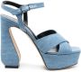 Si Rossi 47mm sculpted-heel denim sandals Blue - Thumbnail 1