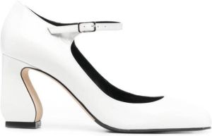 Si Rossi 80mm leather block-heel pumps White