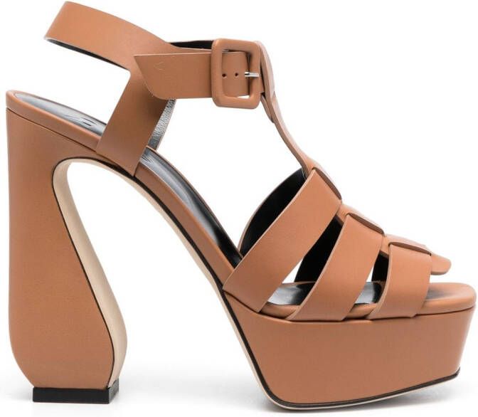Si Rossi caged 125mm leather sandals Brown