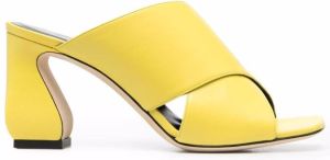 Si Rossi curved-heel crossover-strap leather mules Yellow
