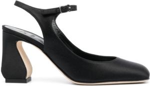 Si Rossi satin leather 85mm pumps Black