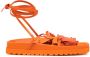 Silvia Tcherassi Idania floral-appliqué leather sandals Orange - Thumbnail 1