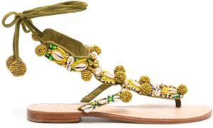 Silvia Tcherassi Tisha shell-embellished sandals Yellow
