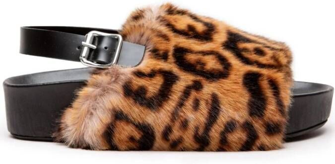 Simon Miller Furry Dip cheetah-pattern sandals Brown