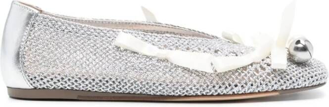 Simone Rocha bell-charm crochet ballerina shoes Silver