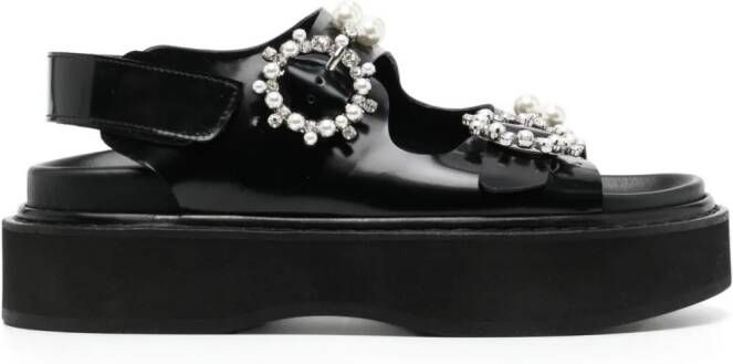 Simone Rocha crystal-embellished leather sandals Black