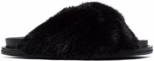 Simone Rocha faux-fur knot slides Black