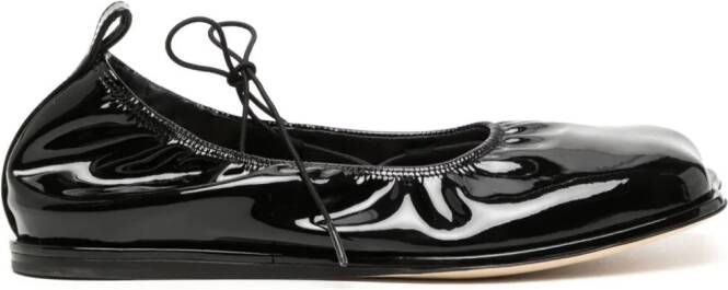 Simone Rocha heart-toe patent leather ballerina shoes Black