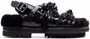 Simone Rocha multi-strap faux-fur sandals Black