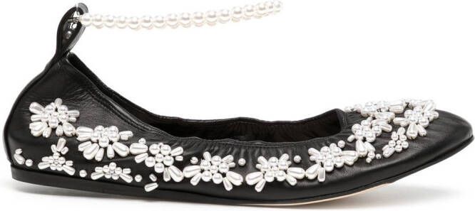 Simone Rocha pearl-embellished ballerina shoes Black