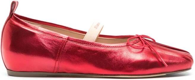 Simone Rocha pleated metallic ballerina shoes Red