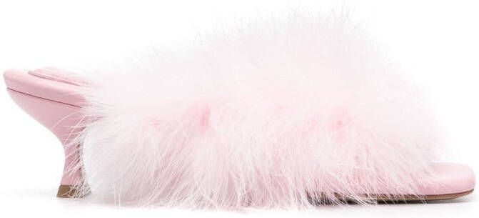 Sleeper feather-detailed kitten heel sandals Pink