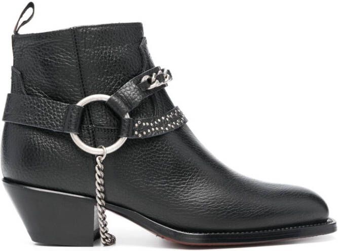 Sonora 50mm chain-embellished leather boots Black