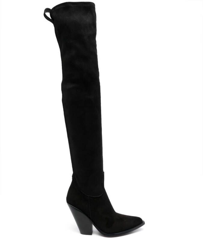Sonora 90mm pointed-toe suede boots Black