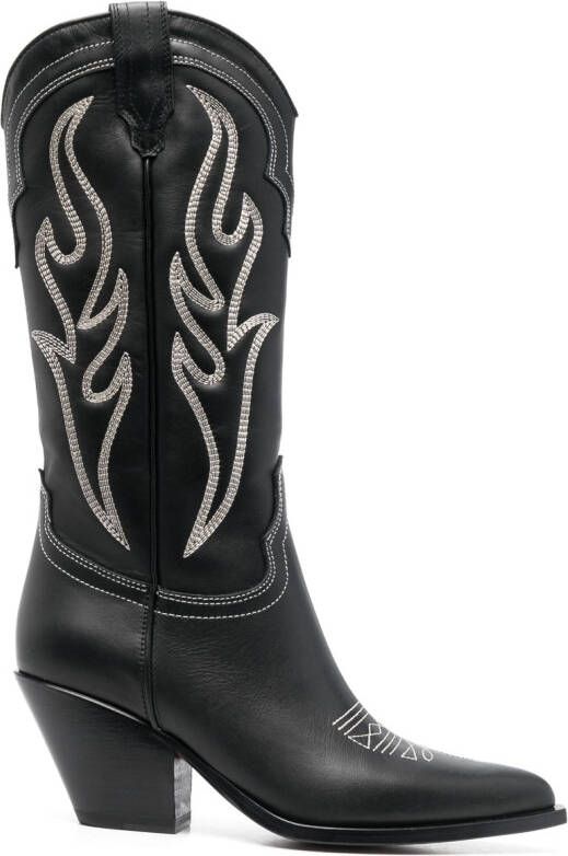 Sonora decorative-stitching leather boots Black