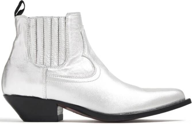 Sonora Hidalgo 35mm leather ankle boots Silver