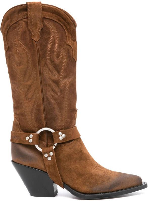 Sonora Santa Fe belted suede boots Brown