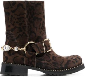 Sophia Webster Blake leopard-print biker boots Brown