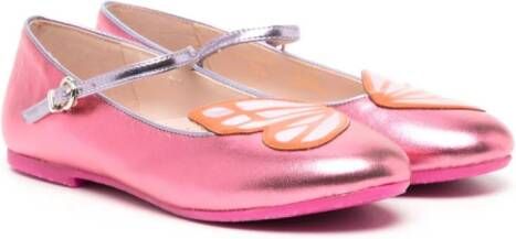 Sophia Webster Butterfly-embroidered ballerina shoes Metallic