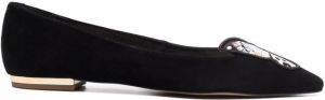 Sophia Webster embroidered butterfly ballerina flats Black