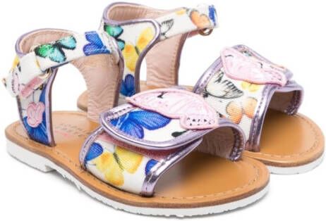 Sophia Webster Mini butterfly-print buckled sandals White